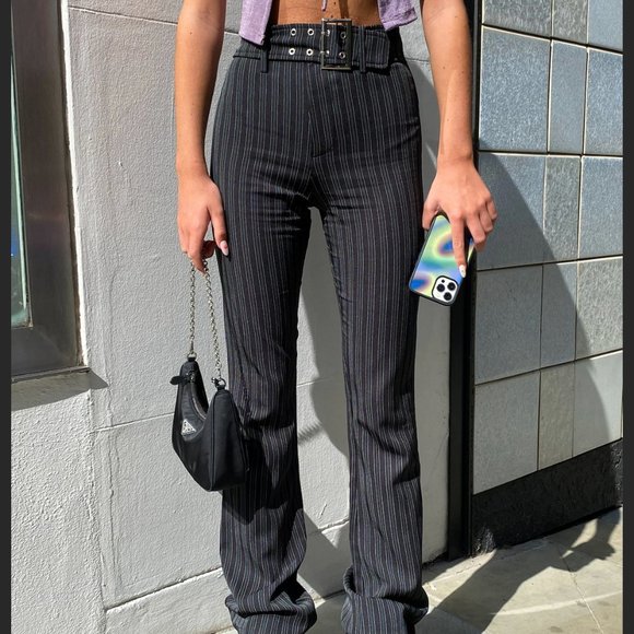 Motel Rocks Pants \u0026 Jumpsuits | Motel x Olivia Neill Zocha Flare Trouser in Irregular Stripe Black | Color: Black | Size: S | Lillian1hanson's Closet